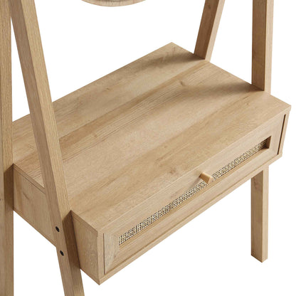 Coiffeuse sur pied en rotin tressé Frances avec miroir, couleur naturelle