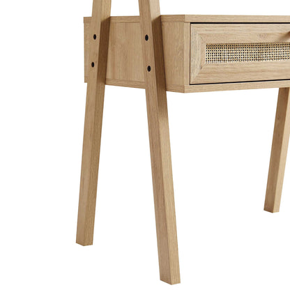 Coiffeuse sur pied en rotin tressé Frances avec miroir, couleur naturelle