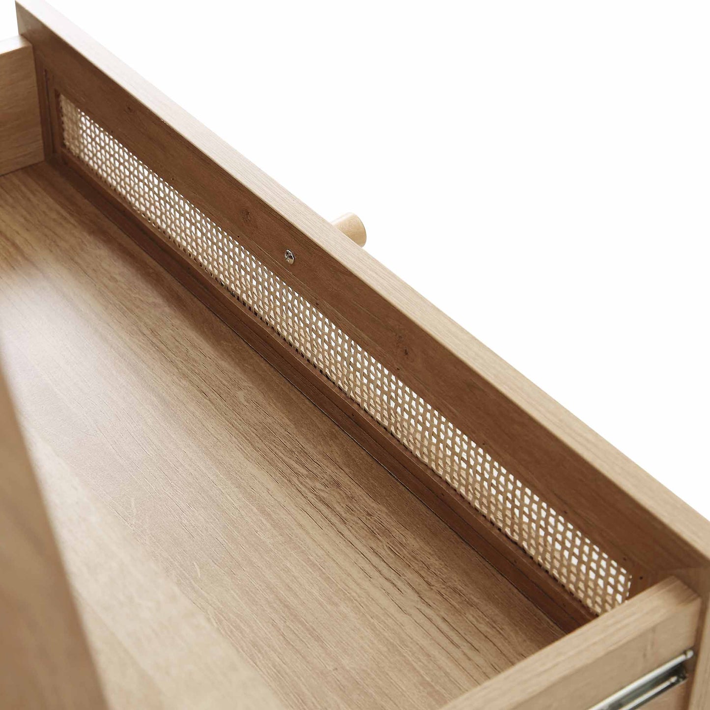 Coiffeuse sur pied en rotin tressé Frances avec miroir, couleur naturelle