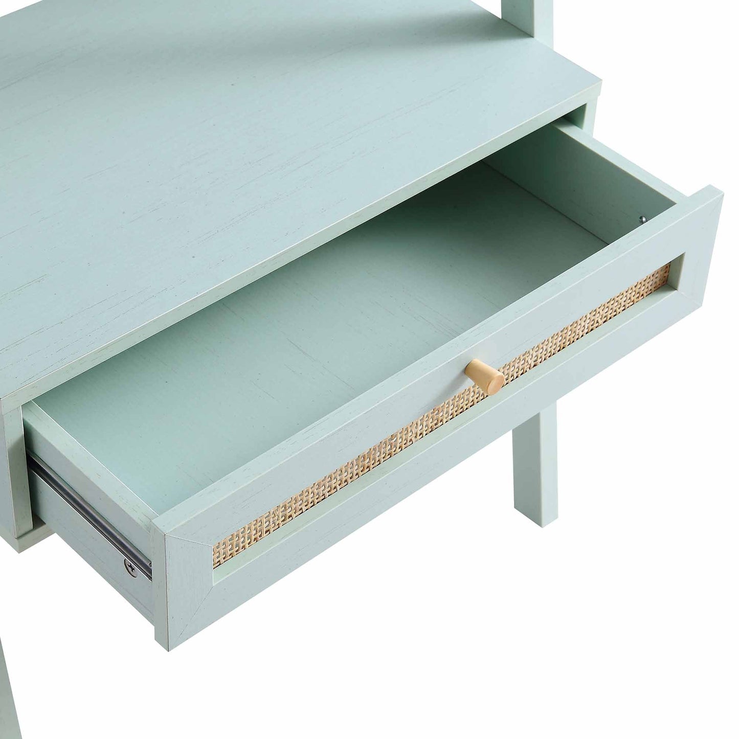 Coiffeuse debout en rotin tressé Frances avec miroir, menthe