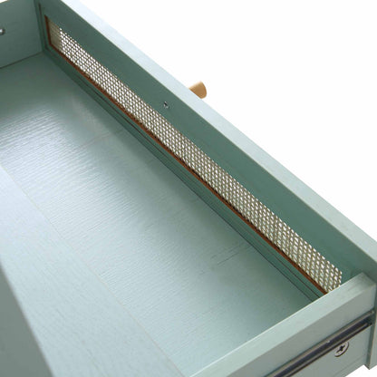 Coiffeuse debout en rotin tressé Frances avec miroir, menthe