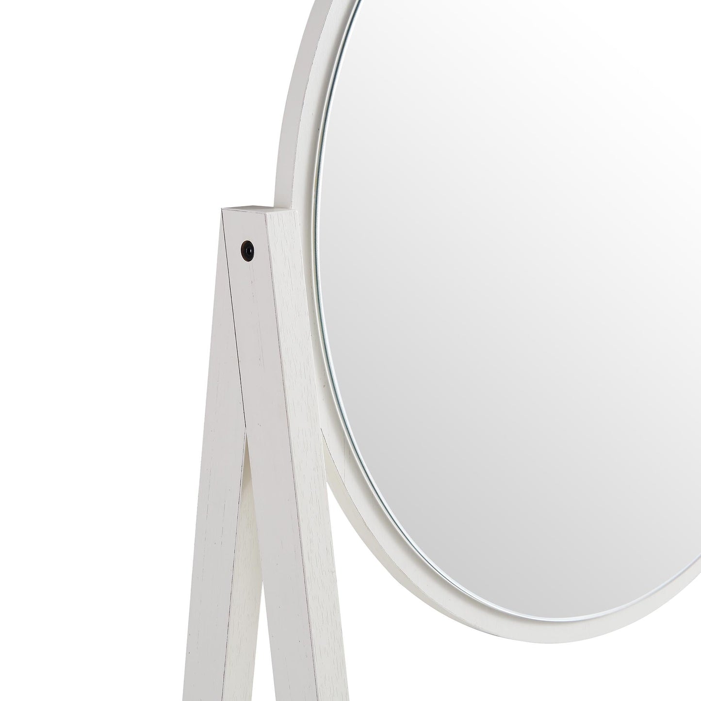 Coiffeuse debout en rotin tressé Frances avec miroir, blanc