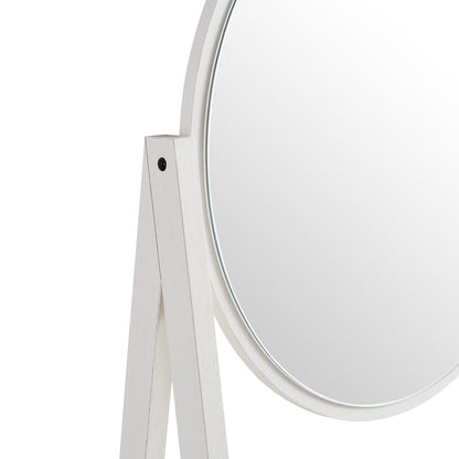 Coiffeuse debout en rotin tressé Frances avec miroir, blanc