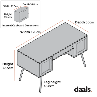 Bureau 2 portes en rotin tressé Frances, noir