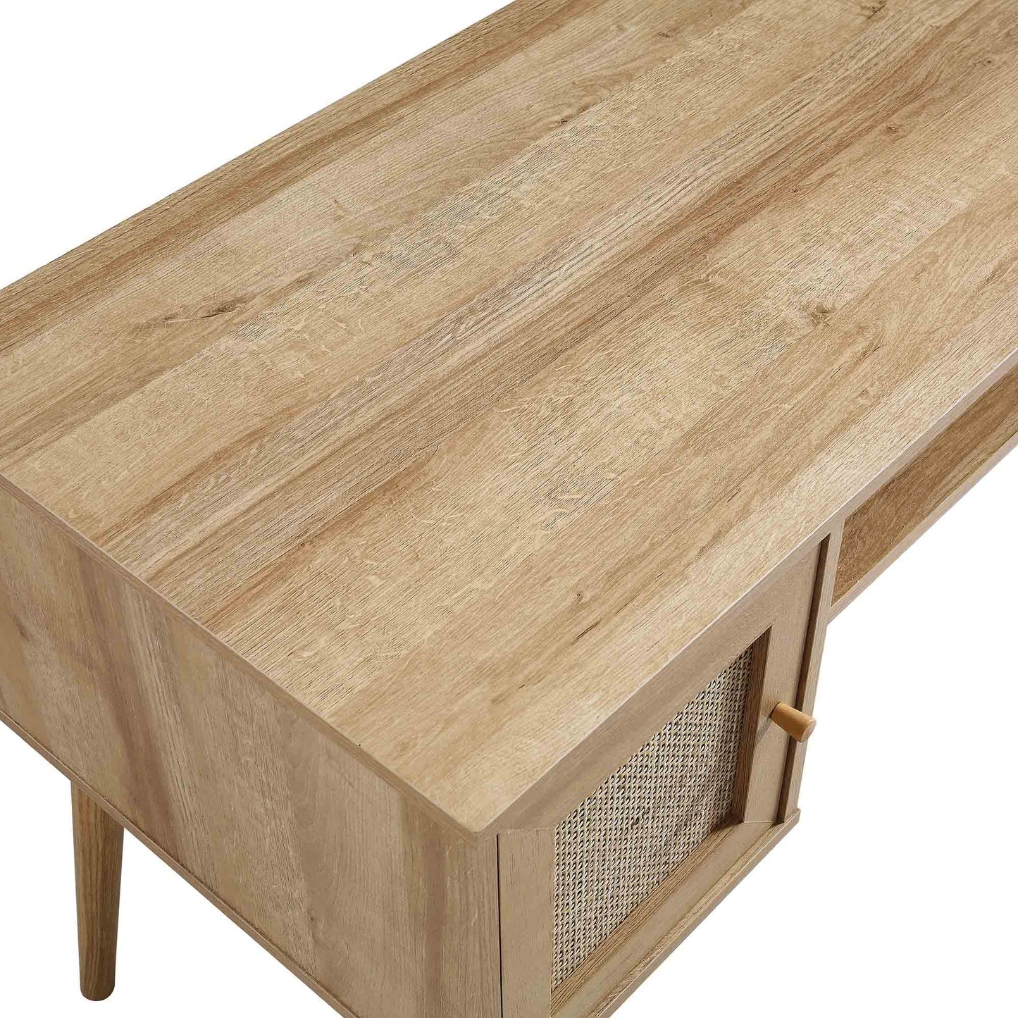 Bureau 2 portes en rotin tressé Frances, naturel