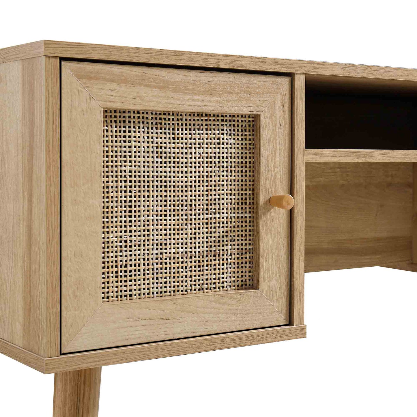 Bureau 2 portes en rotin tressé Frances, naturel