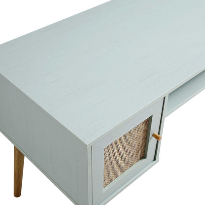 Bureau 2 portes en rotin tressé Frances, menthe