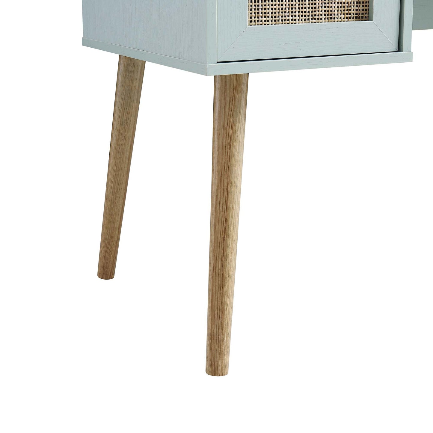 Bureau 2 portes en rotin tressé Frances, menthe