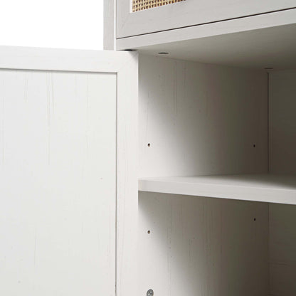 Bureau 3 tiroirs en rotin tressé Frances, blanc