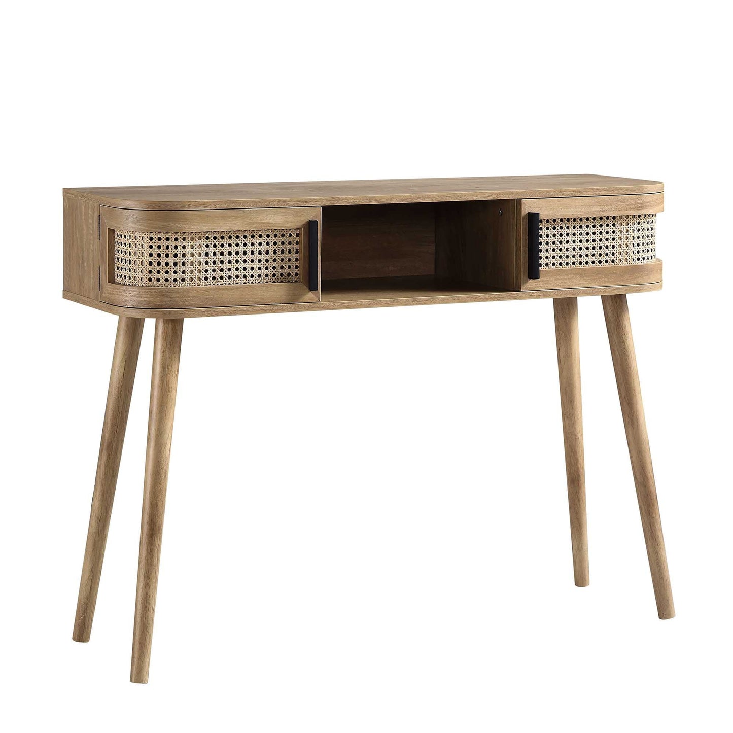 Table Izzy courbée en rotin à 2 portes, naturel