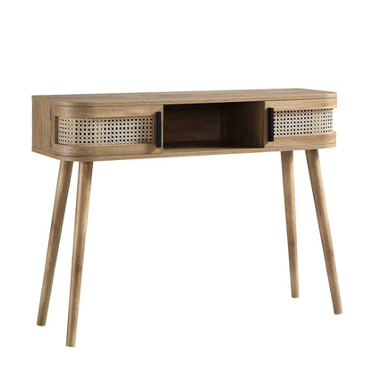 Table Izzy courbée en rotin à 2 portes, naturel