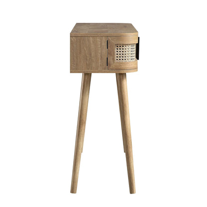 Table Izzy courbée en rotin à 2 portes, naturel