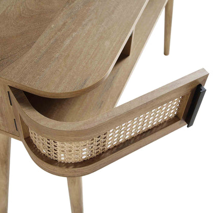 Table Izzy courbée en rotin à 2 portes, naturel