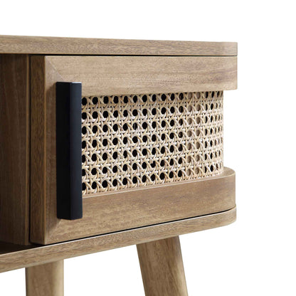 Table Izzy courbée en rotin à 2 portes, naturel