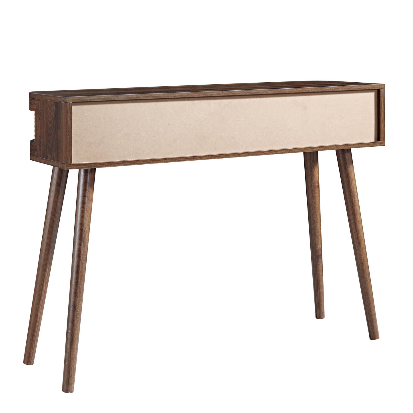 Table Izzy courbée en rotin à 2 portes, noyer