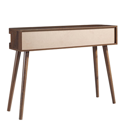 Table Izzy courbée en rotin à 2 portes, noyer