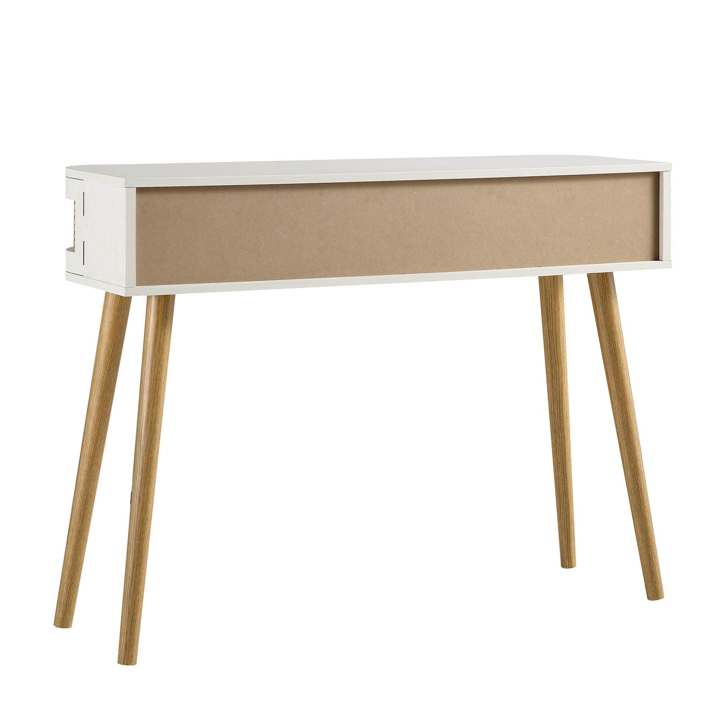 Table Izzy incurvée en rotin à 2 portes, blanche