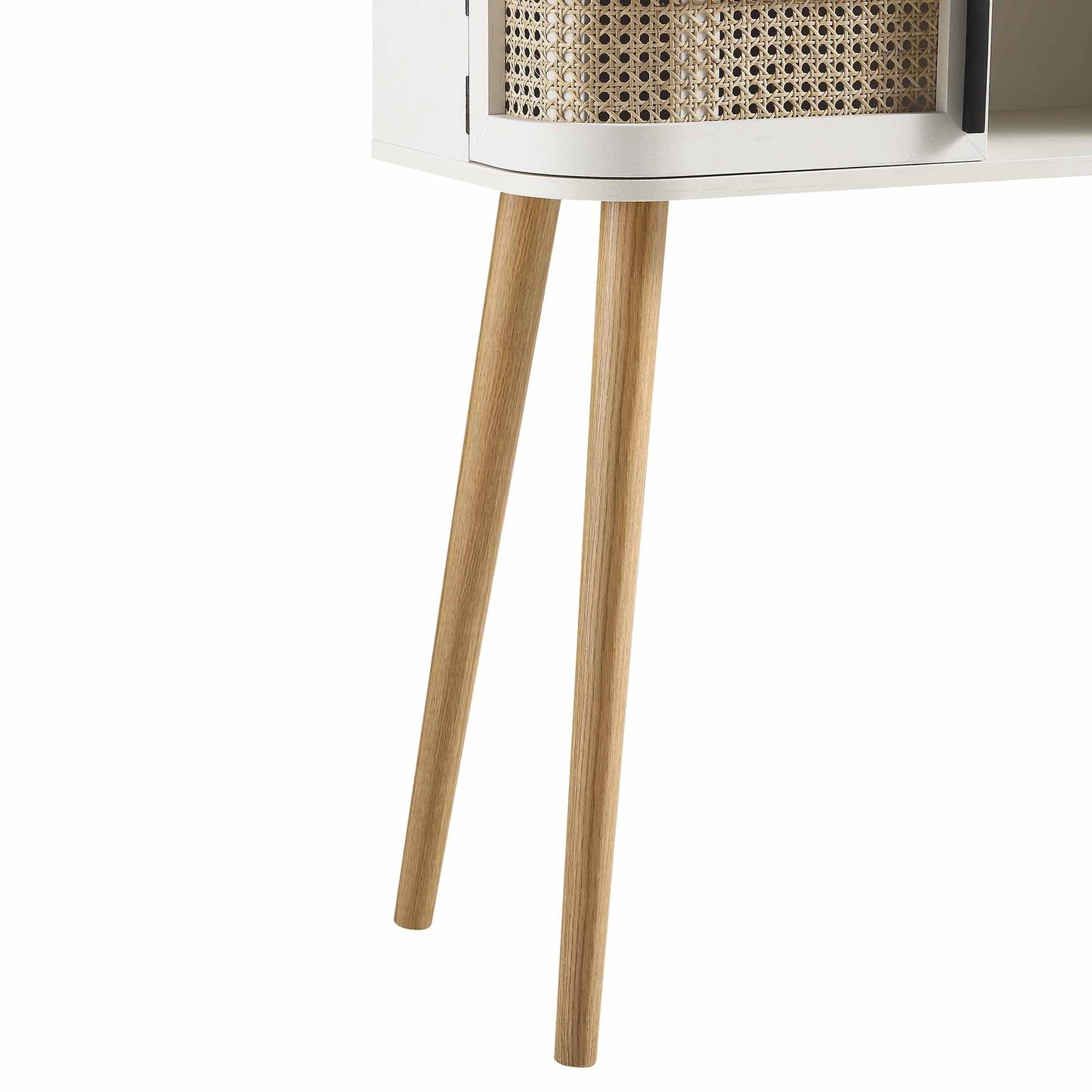 Table Izzy incurvée en rotin à 2 portes, blanche