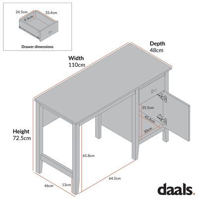 Bureau Oakham, gris foncé