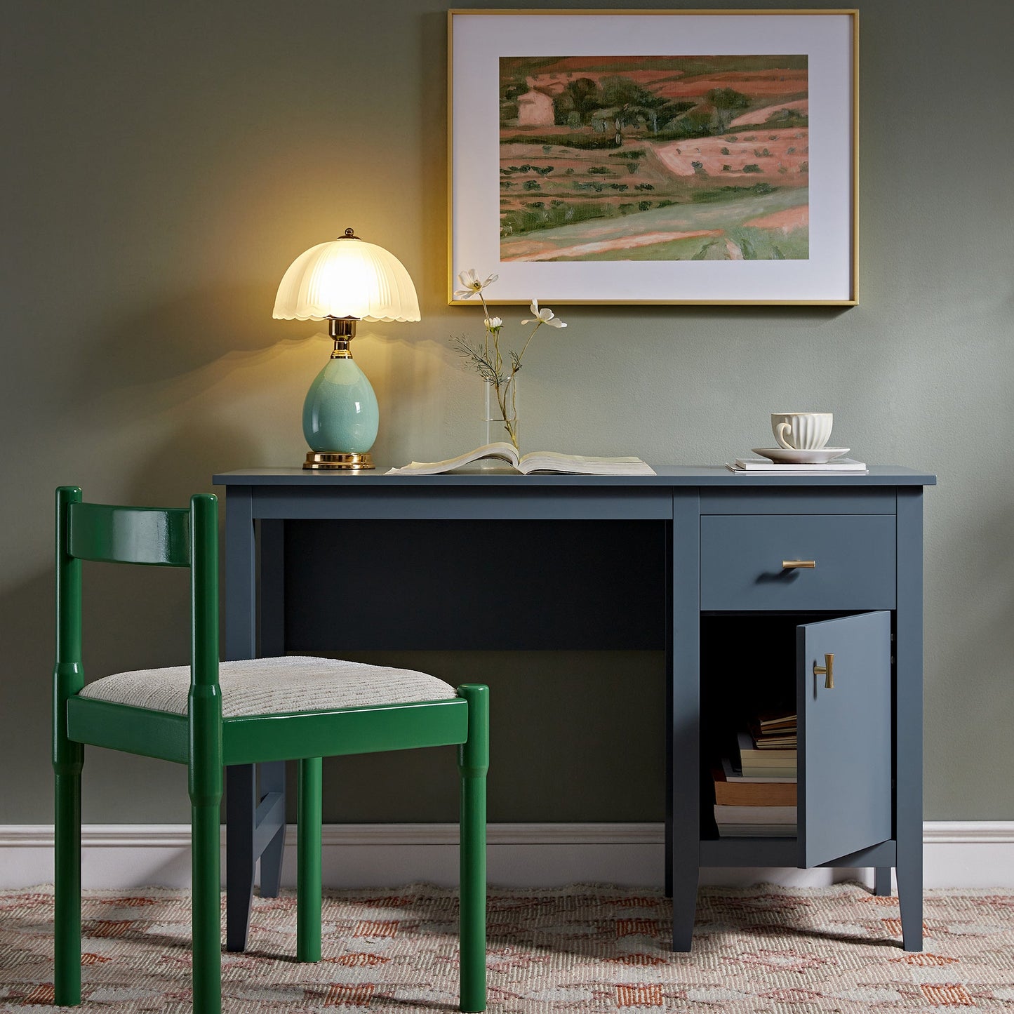 Bureau Oakham, bleu orageux