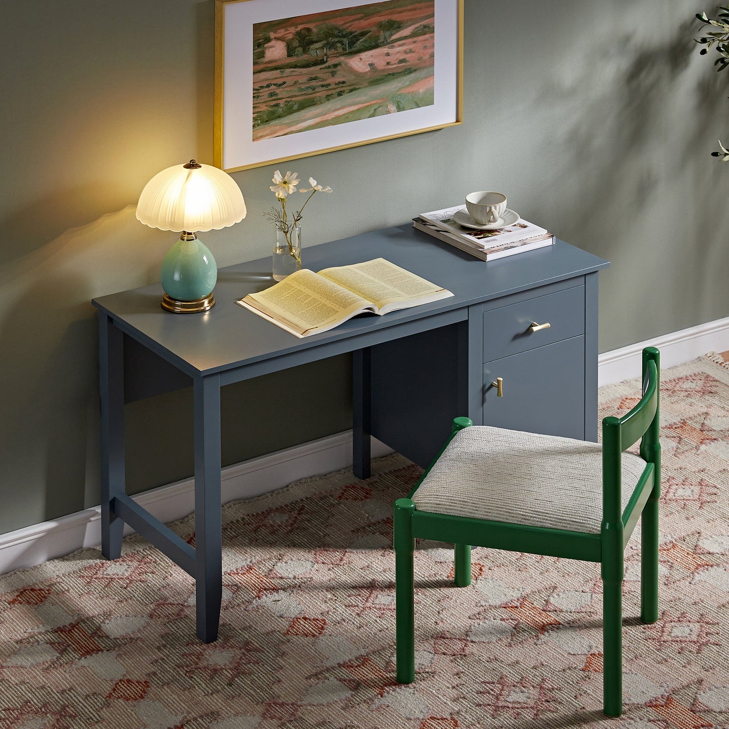 Bureau Oakham, bleu orageux