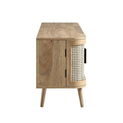 Meuble TV Izzy en rotin courbé, 160 cm de large, naturel
