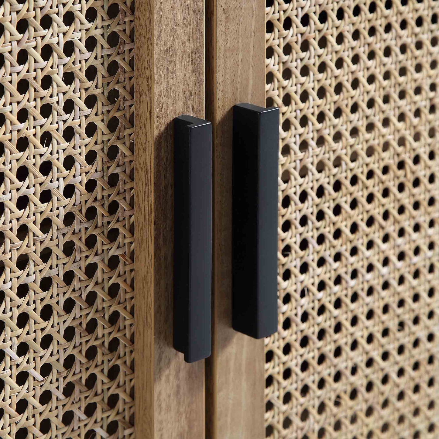 Meuble TV Izzy en rotin courbé, 160 cm de large, naturel