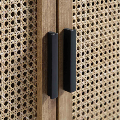 Meuble TV Izzy en rotin courbé, 160 cm de large, naturel