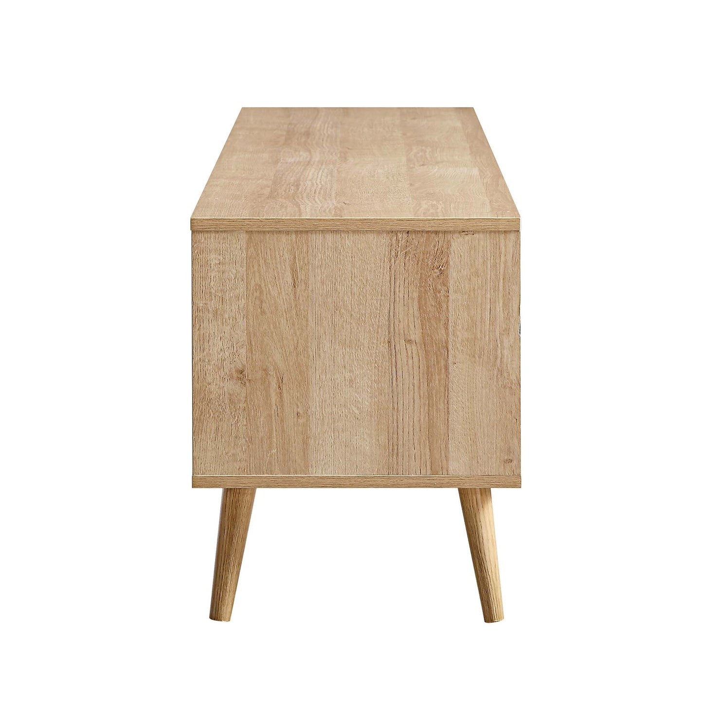 Meuble TV en rotin tressé Frances, largeur 200 cm, naturel