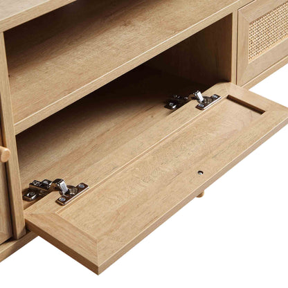 Meuble TV en rotin tressé Frances, largeur 200 cm, naturel