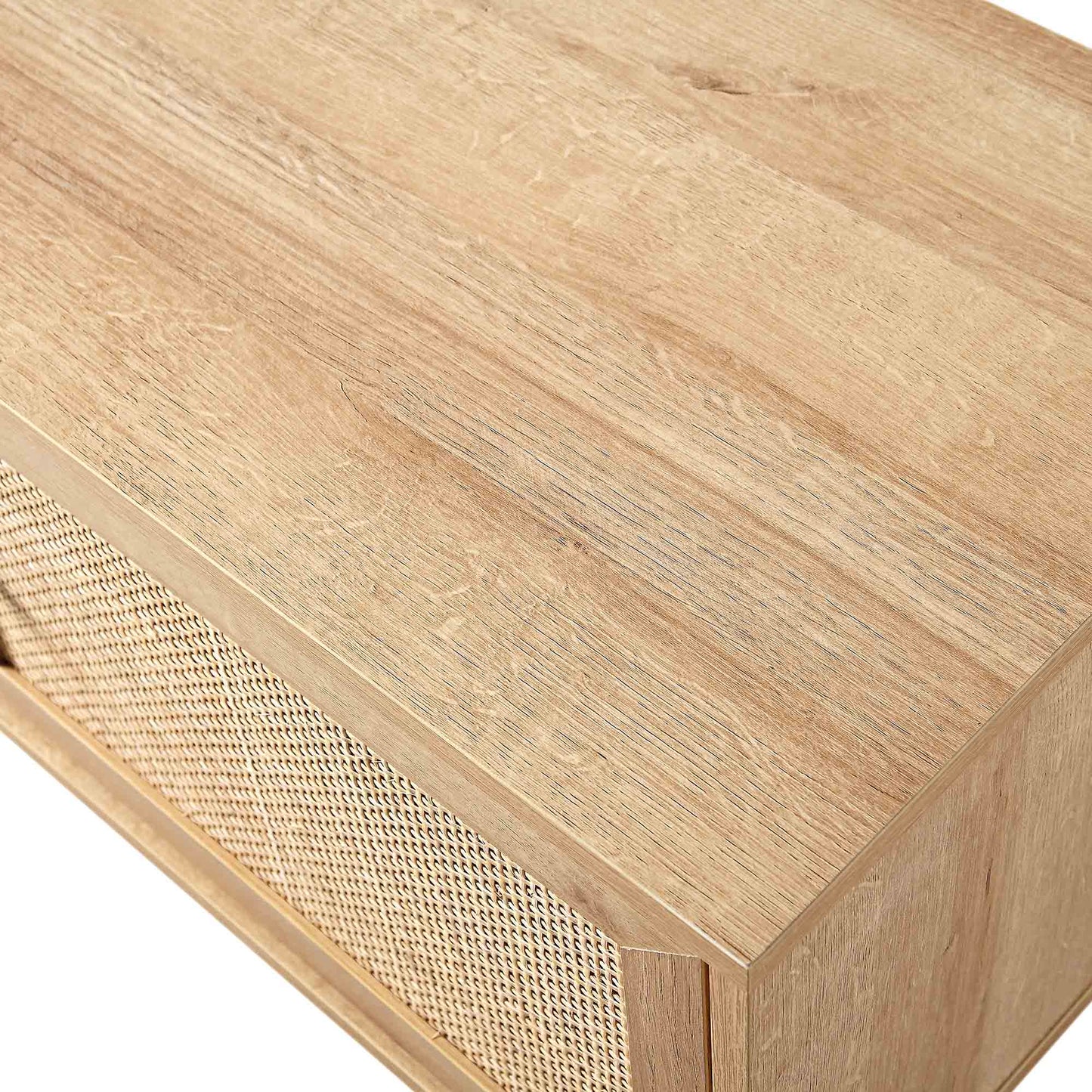 Meuble TV en rotin tressé Frances, largeur 200 cm, naturel