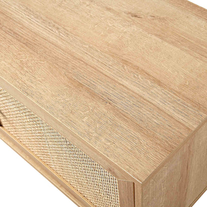 Meuble TV en rotin tressé Frances, largeur 200 cm, naturel