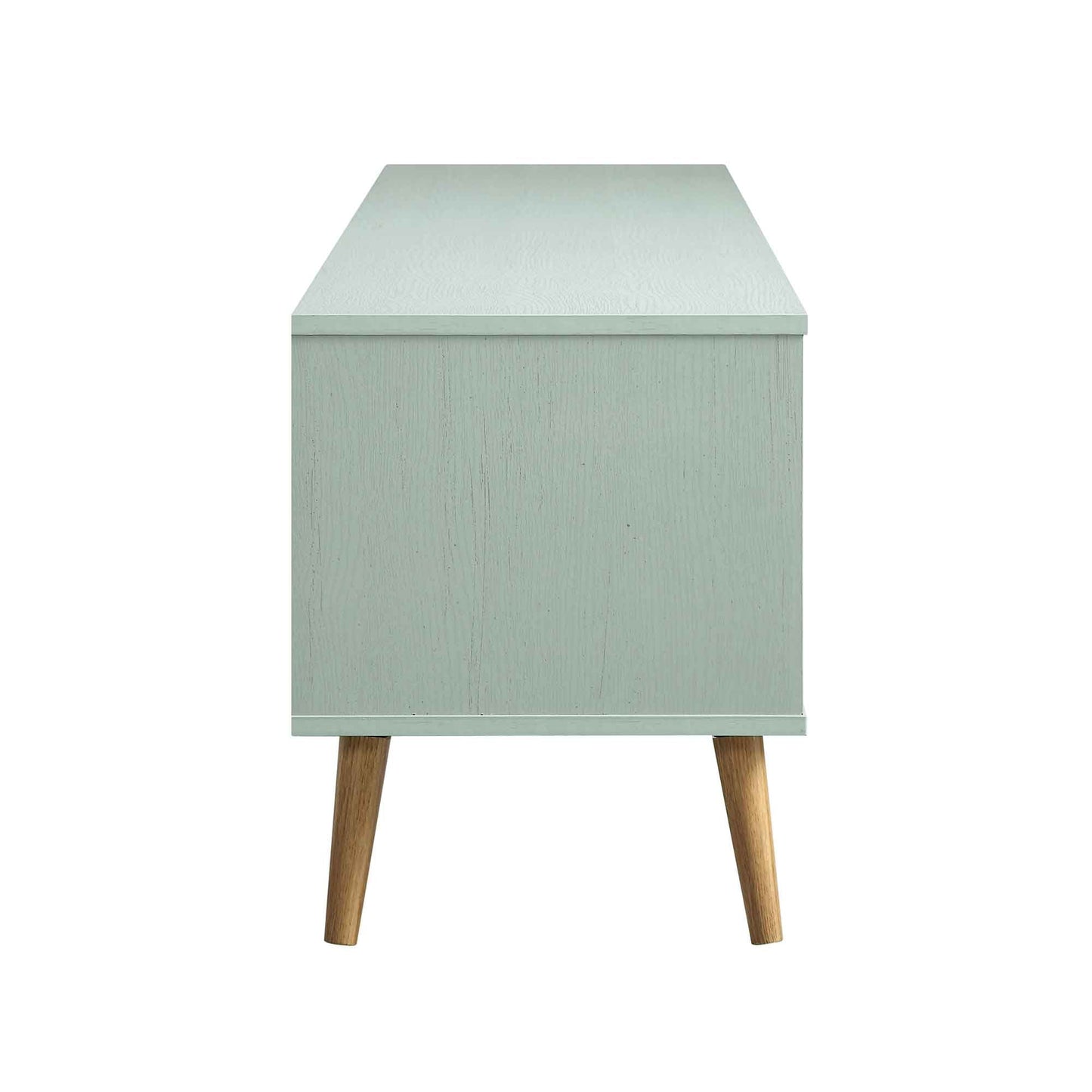 Meuble TV en rotin tressé Frances, 200 cm de large, menthe