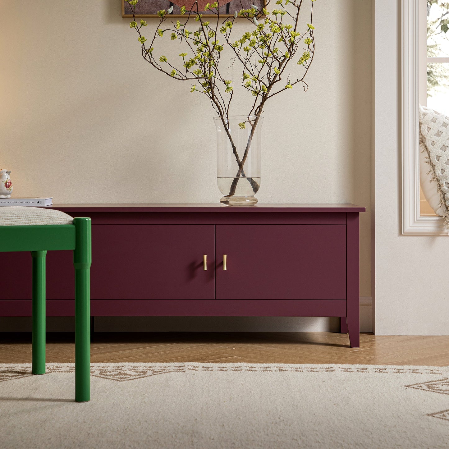 Meuble TV Oakham 180 cm de large, cerisier sauvage