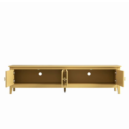 Meuble TV Oakham 180 cm de large, rotin jaune