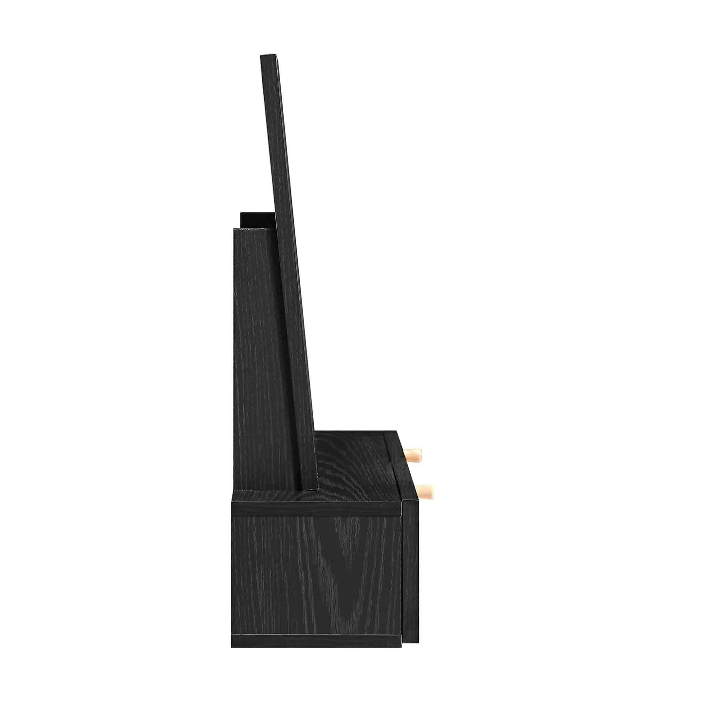 Miroir de courtoisie en rotin tressé Frances, noir