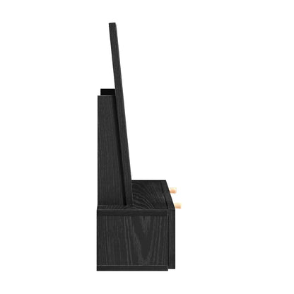 Miroir de courtoisie en rotin tressé Frances, noir