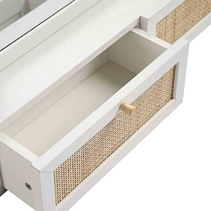 Miroir de courtoisie en rotin tressé Frances, blanc