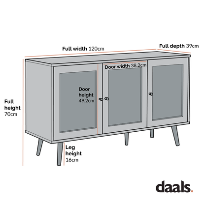 Buffet 3 portes en rotin tressé Frances, noir