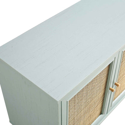 Buffet 3 portes en rotin tressé Frances, menthe