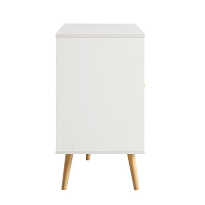 Buffet 3 portes en rotin tressé Frances, blanc