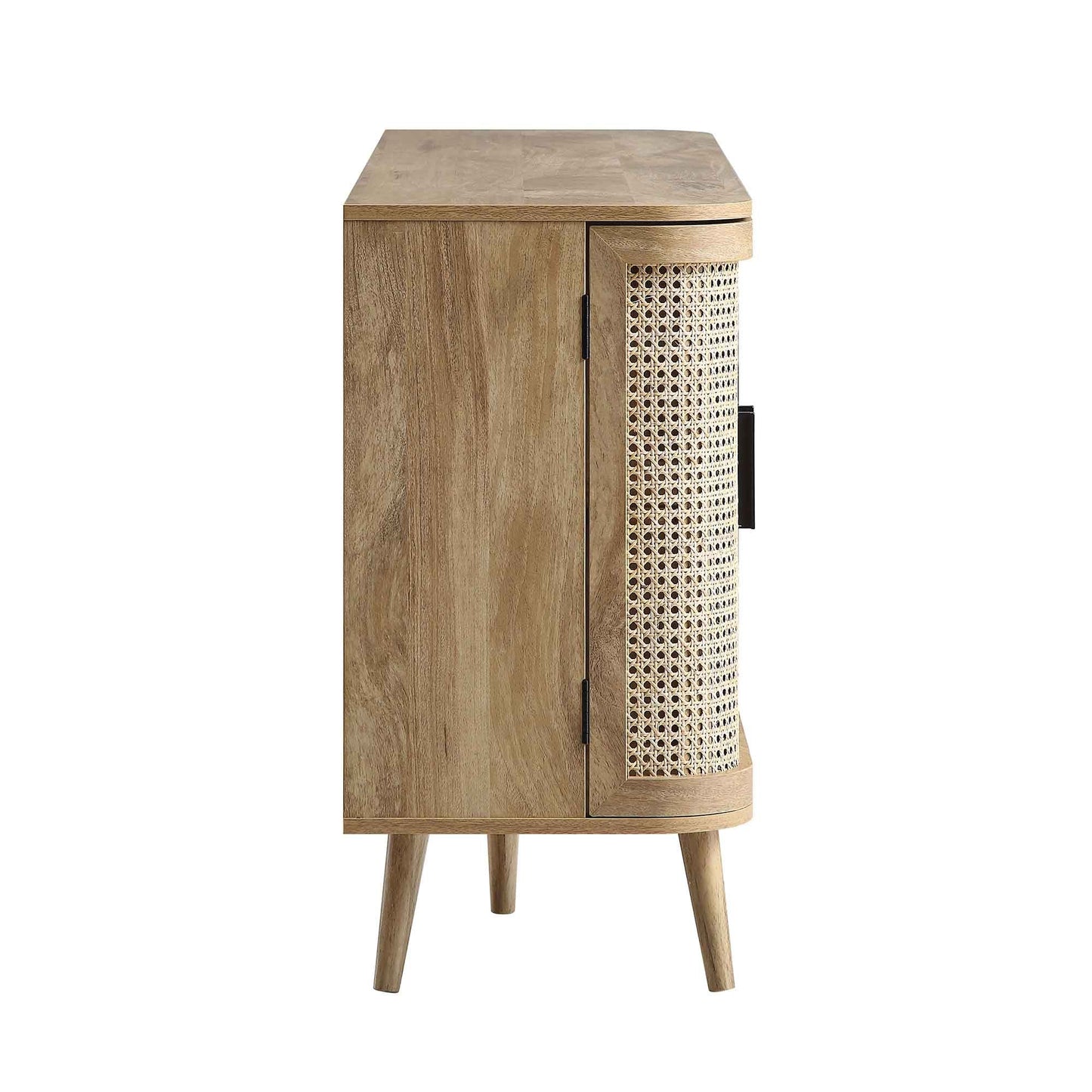 Grand buffet 3 portes en rotin courbé Izzy, naturel