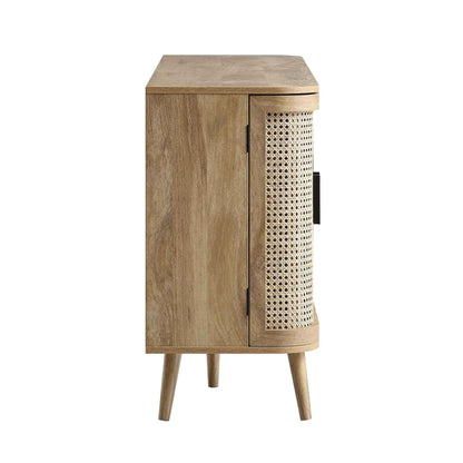 Grand buffet 3 portes en rotin courbé Izzy, naturel