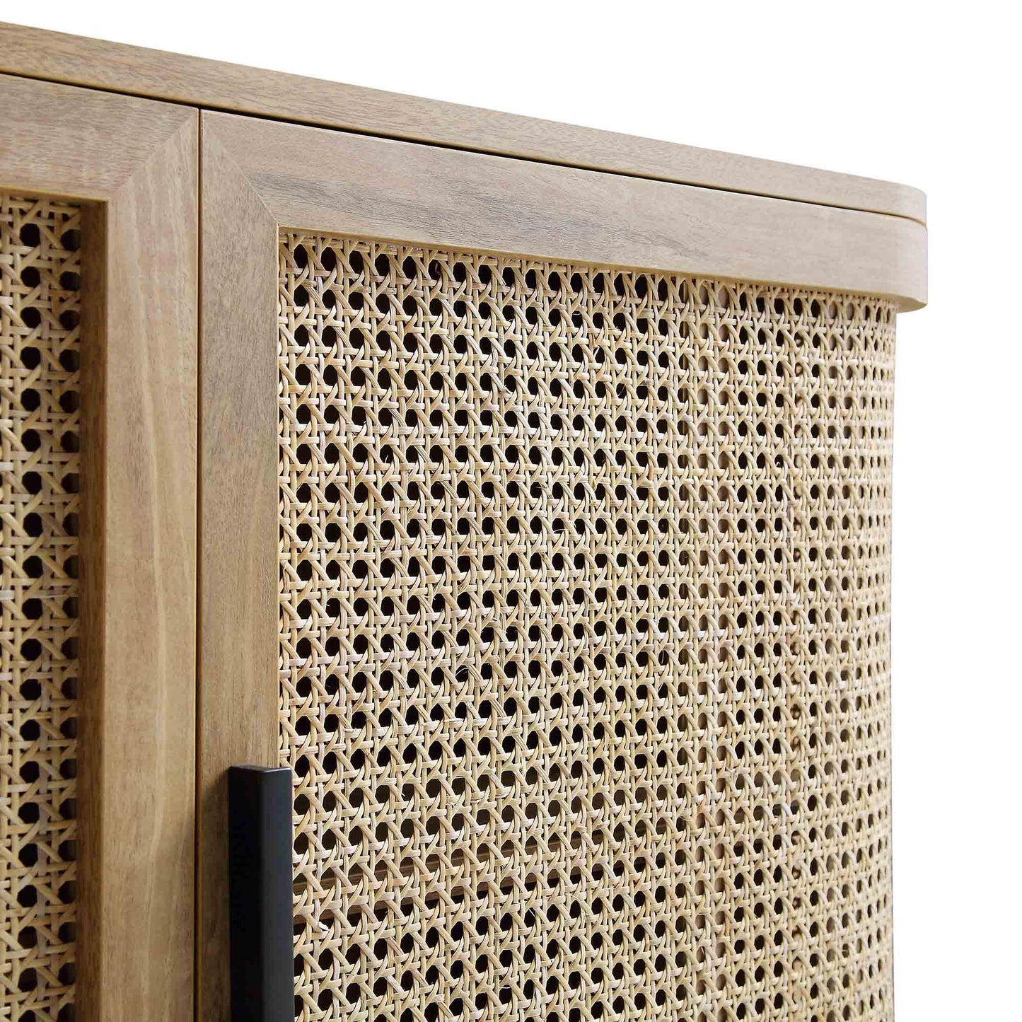 Grand buffet 3 portes en rotin courbé Izzy, naturel