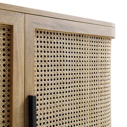 Grand buffet 3 portes en rotin courbé Izzy, naturel