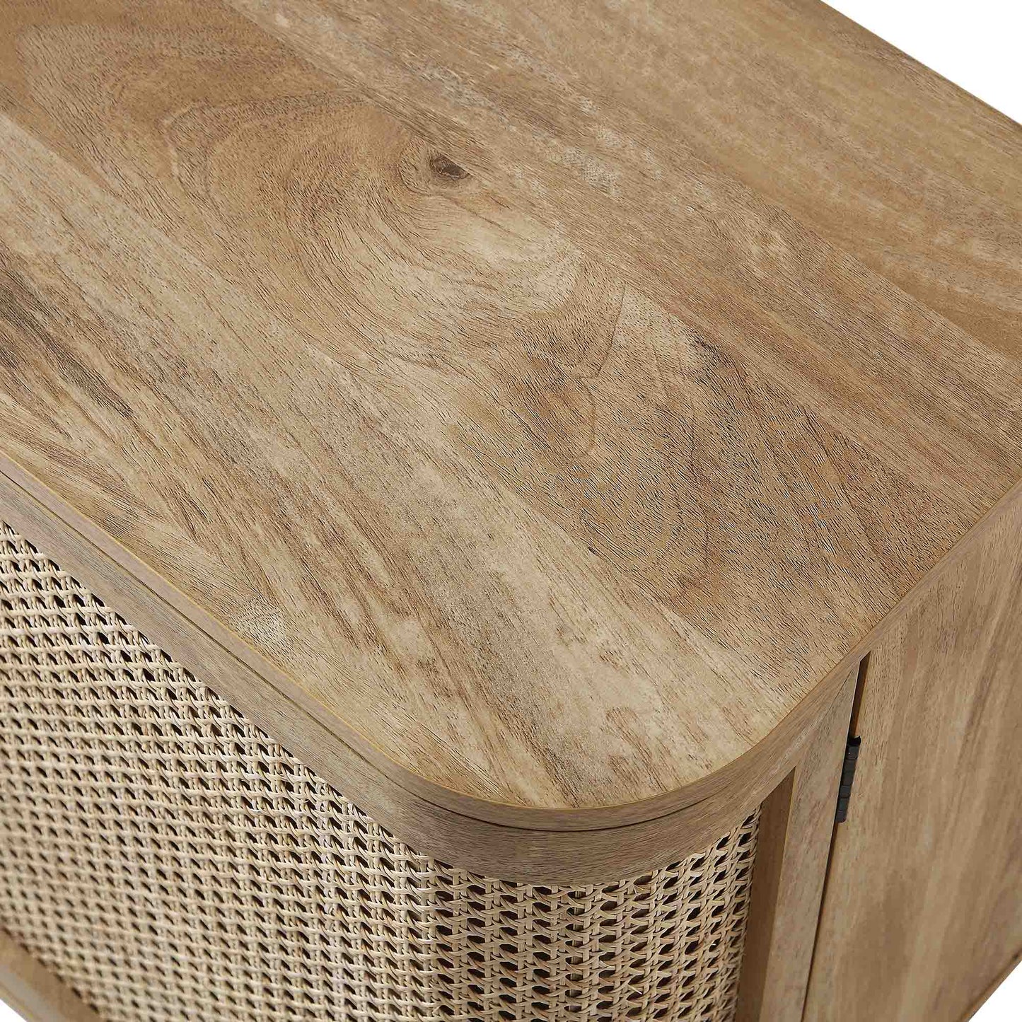 Grand buffet 3 portes en rotin courbé Izzy, naturel