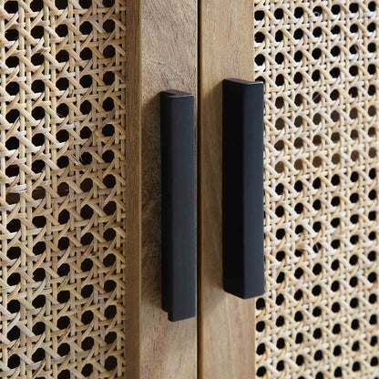 Grand buffet 3 portes en rotin courbé Izzy, naturel