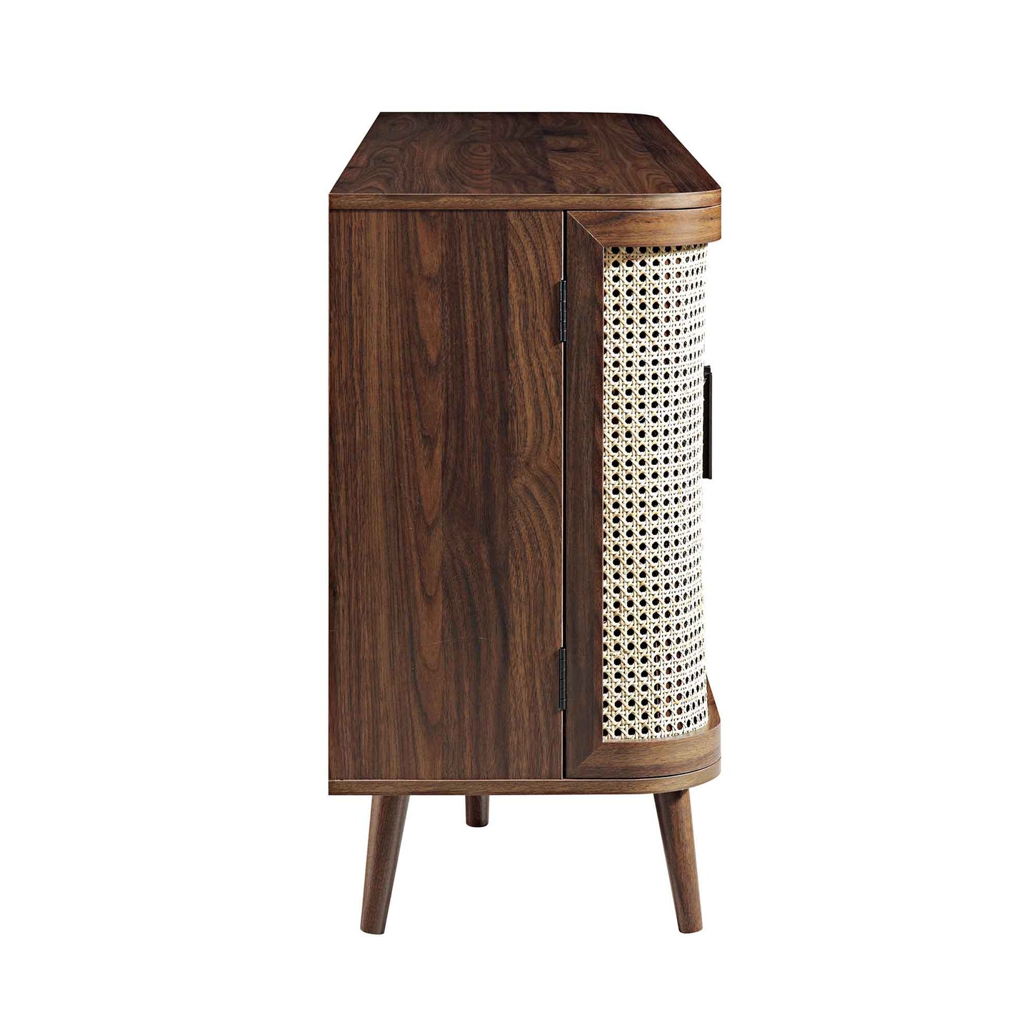 Grand buffet 3 portes en rotin courbé Izzy, noyer