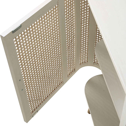 Grand buffet 3 portes en rotin courbé Izzy, blanc