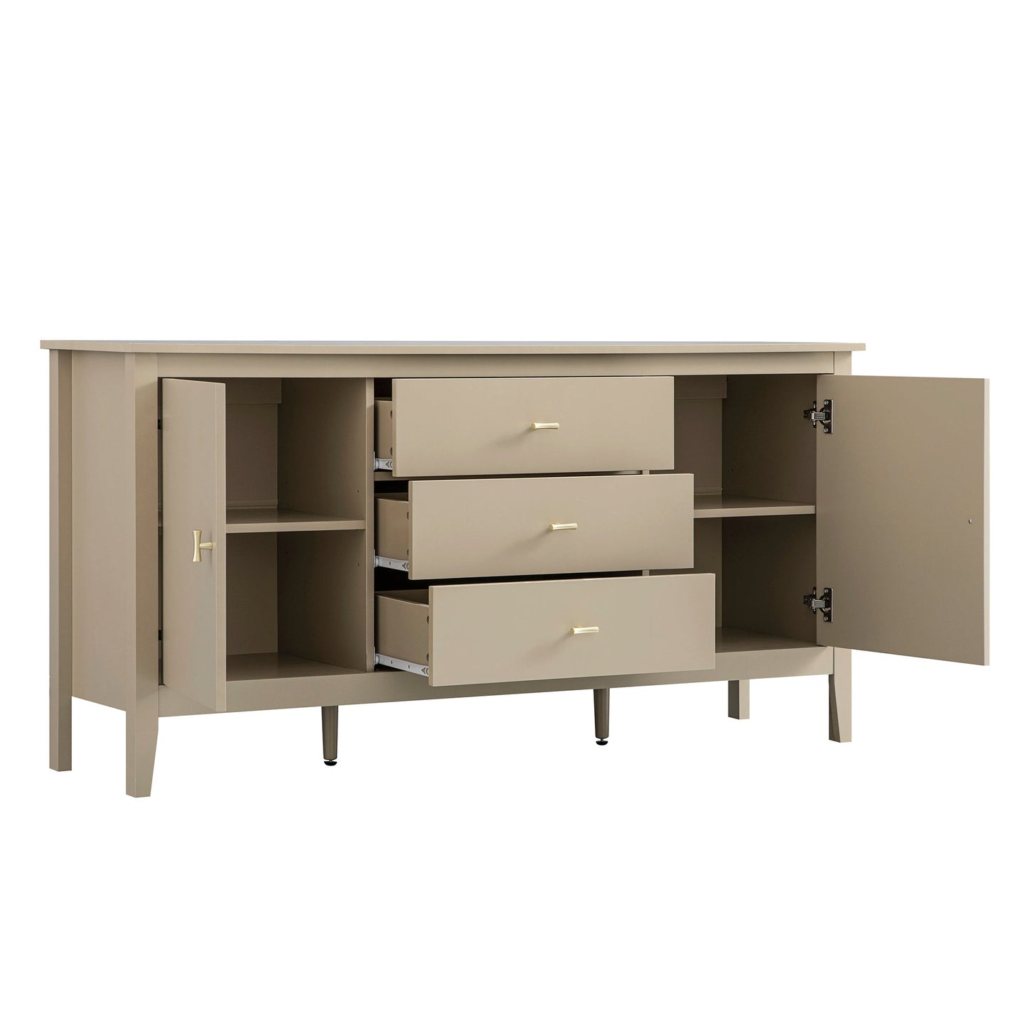Buffet large Oakham avec tiroirs, gris foncé